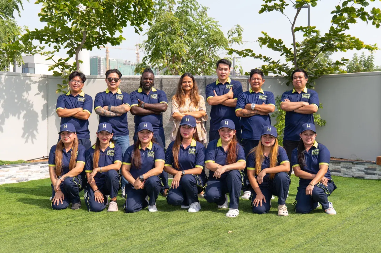 The full HomeShine team, cleaners and supervisors, in uniform in Dubai